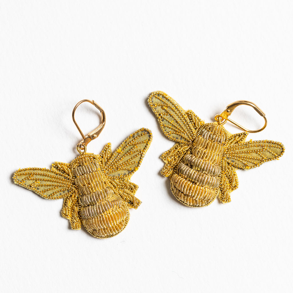 The Goldwork Bee Earrings (14629473124730)