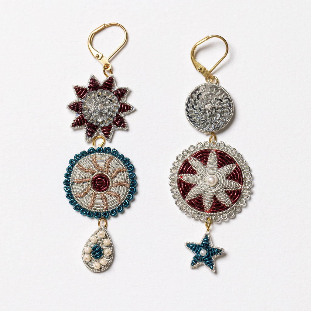 Short Silver Cosmic Charm Earrings (14746786955642)